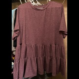 Romwe Women's Plus Size Loose Ruffle Hem Short Sleeve
Casual Peplum Blouse Top